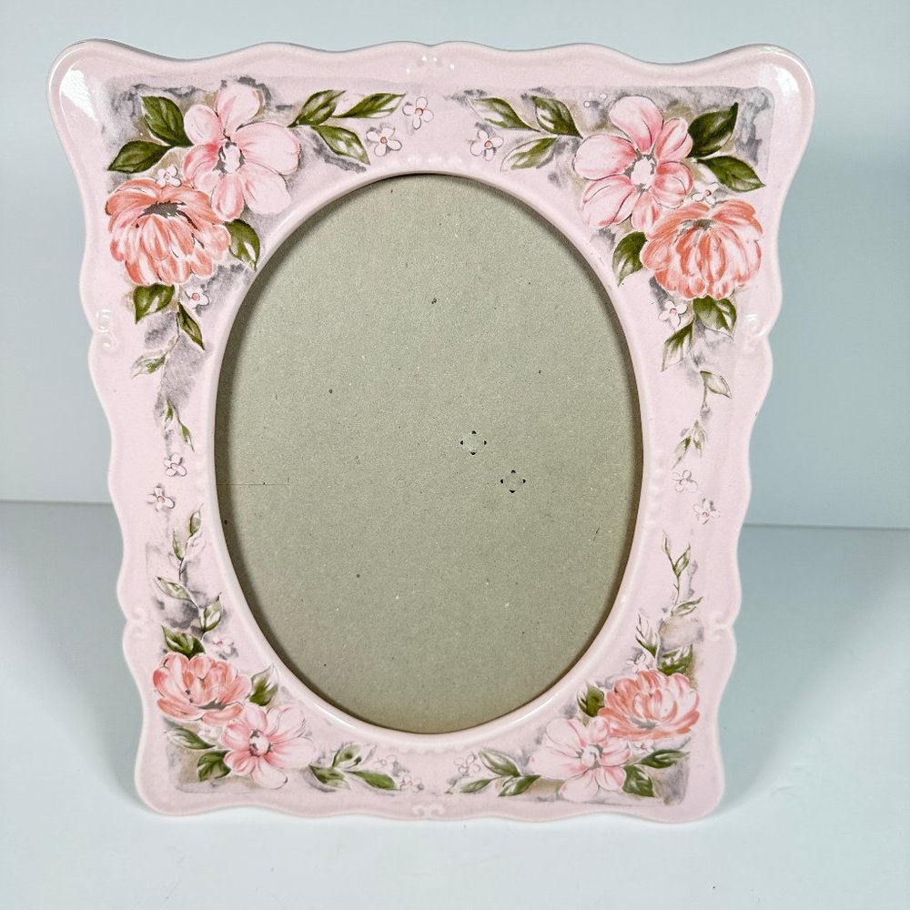 Large Vintage Floral Ceramic Picture Frame